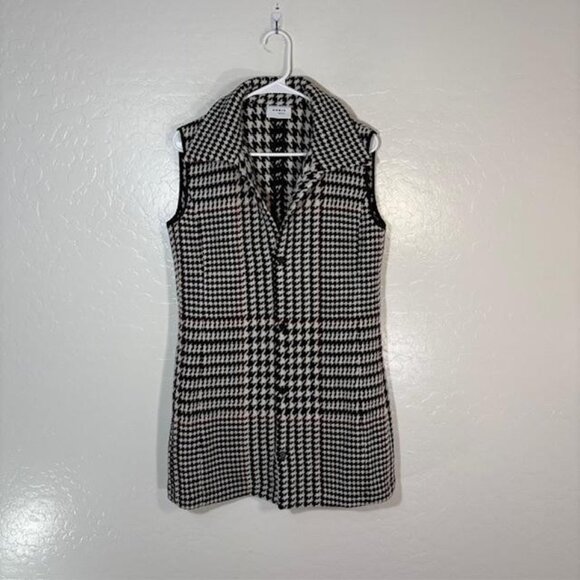 Akris Punto Vest Womens 4 Black White Houndstooth Wool Blend Sleeveless Check - Picture 1 of 8